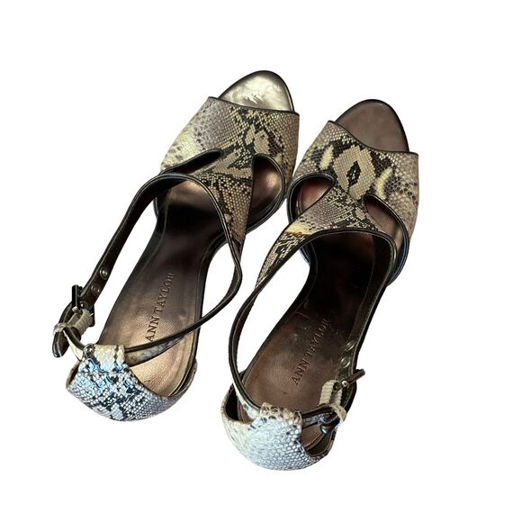 Ann Taylor Julia Python T-Strap Heels 8.5 Cream - Picture 12 of 13